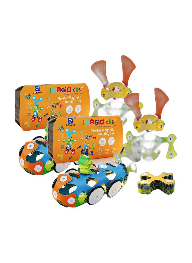 iMAGiClicks (PROMO BUNDLE) iMAGiClicks Flexible Magnetic Building Set for Kids, Magnetic Building Toys, Bendable Magnetic Tiles, STEM Educational Toy, Strong Magnets, Travel-Friendly Eid Gift, Ages 3+ (BuilderPack, 48 count) Bundle - Image 1